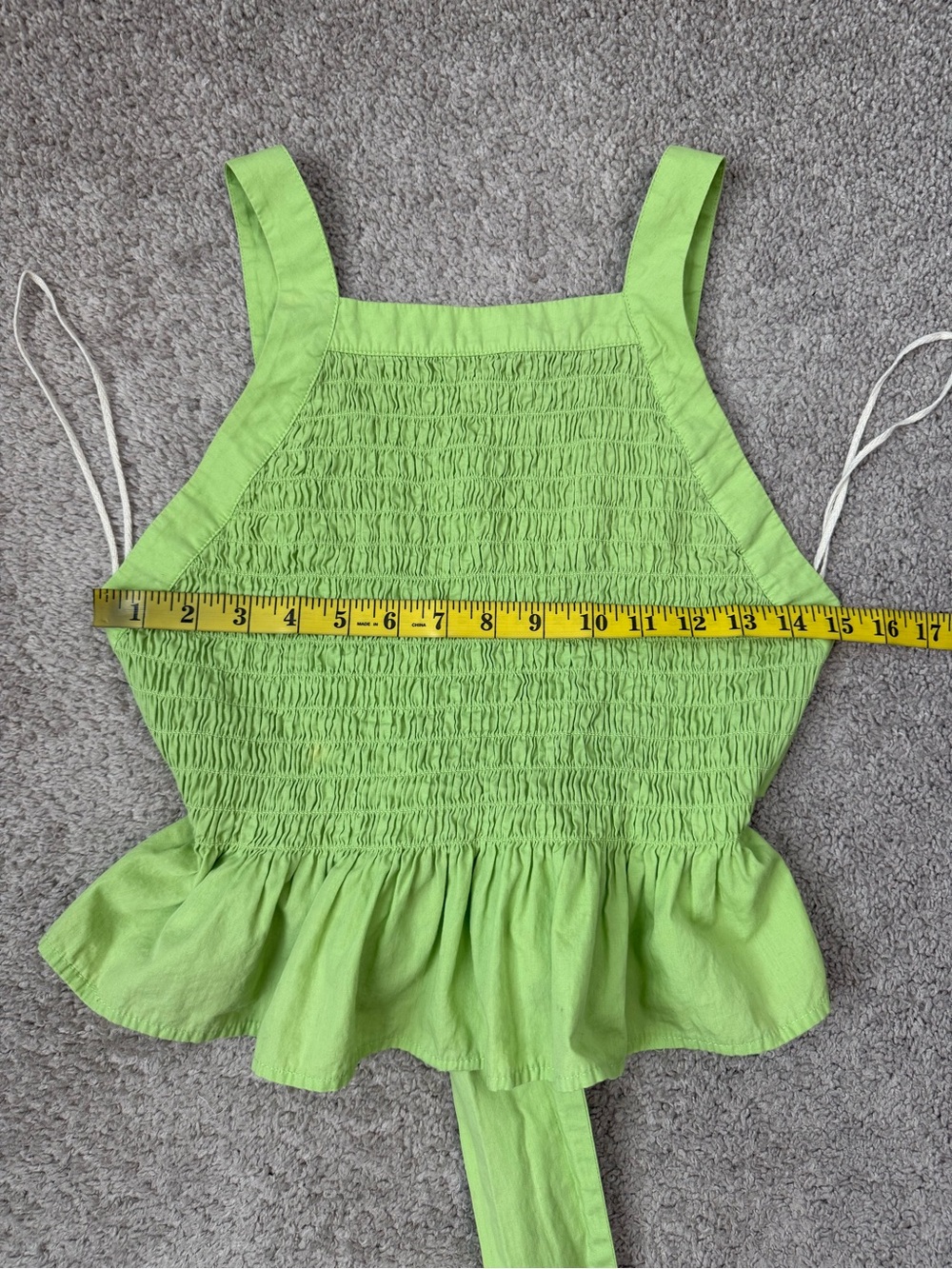 Free People Tie Back Smocked Tank Top Green XS - Picture 5 of 6